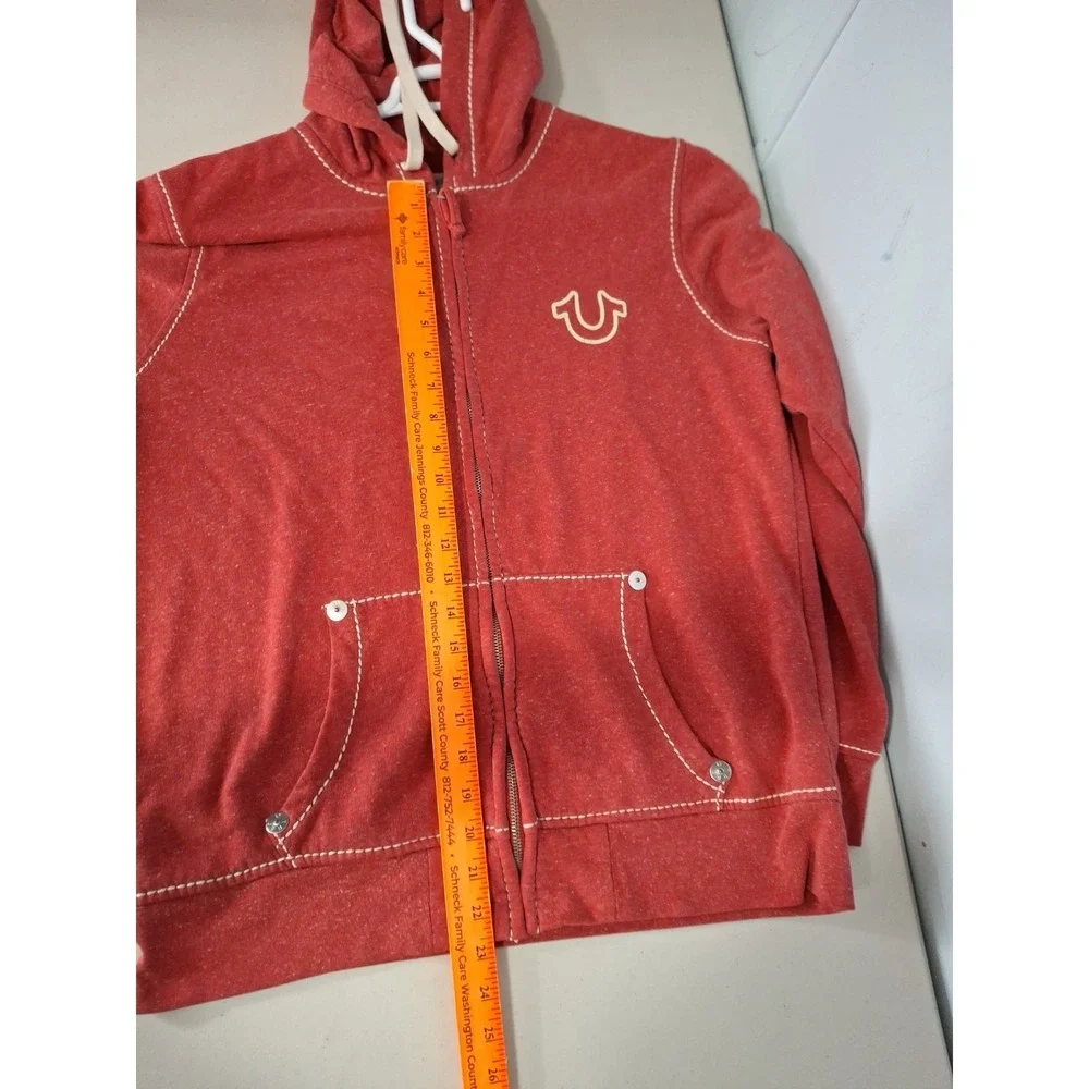 True Religion Big T Red Zip Up Hoodie Men's XL